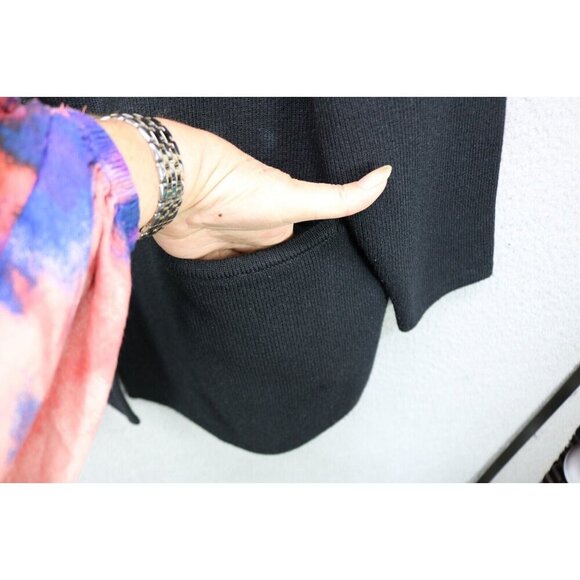 Jones New York Black Long Cardigan-Large-Pockets-Lambs Wool Blend-Academia - Picture 4 of 10